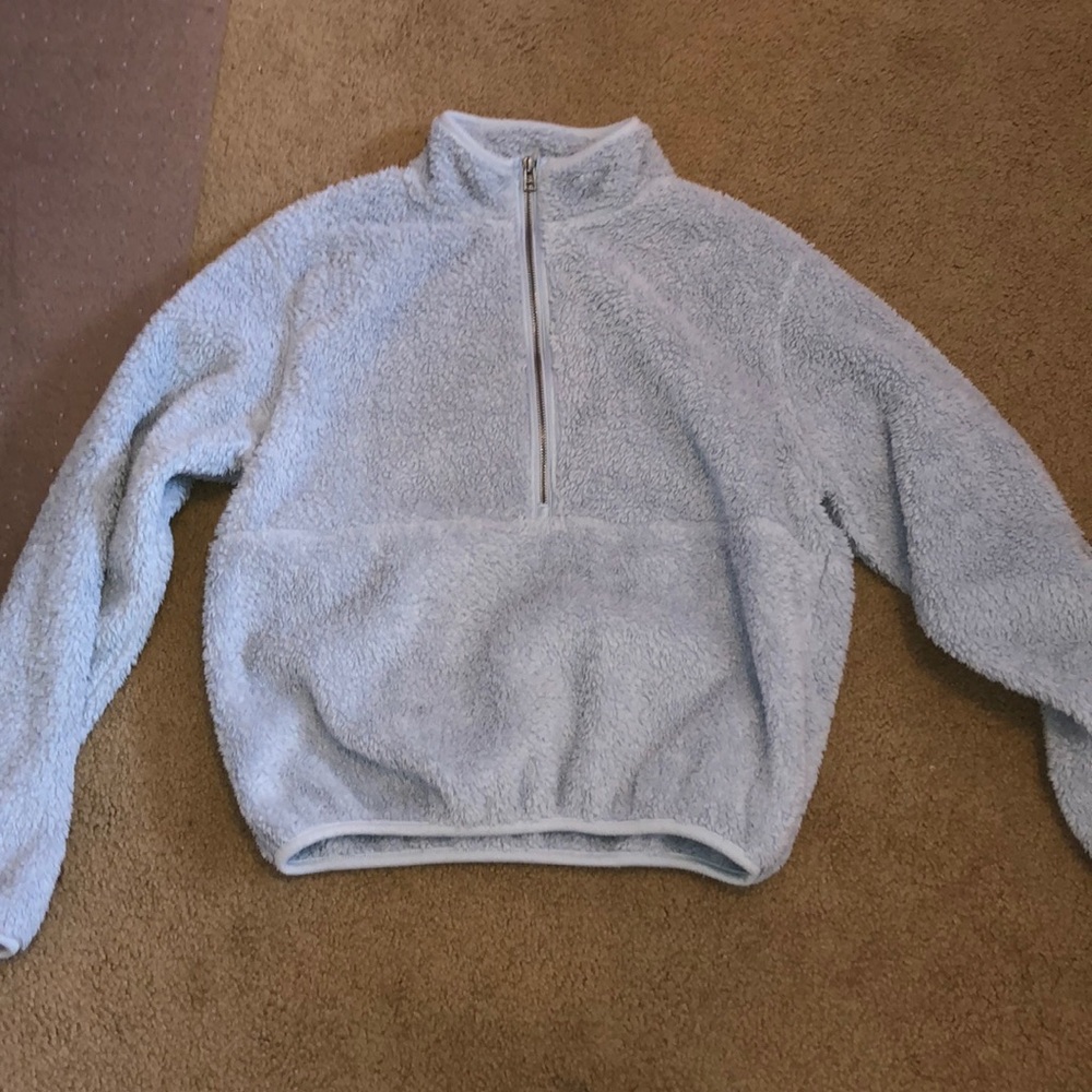 Fluffy Light Blue 1/2 Zip